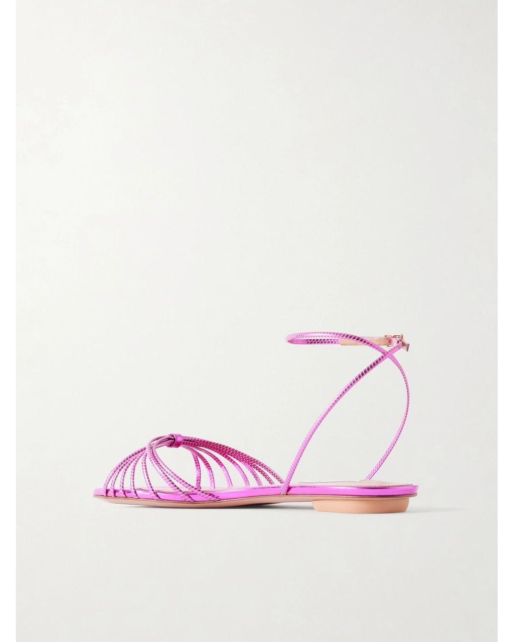Aquazzura Anima Leather Sandals in Pink | Lyst