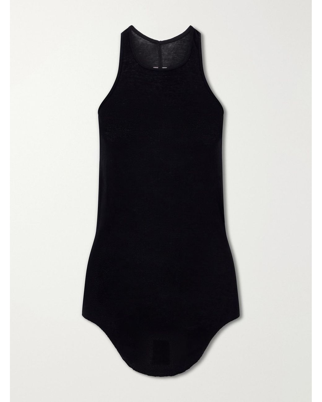 Rick Owens Black Ribbed Cotton-Jersey Tank