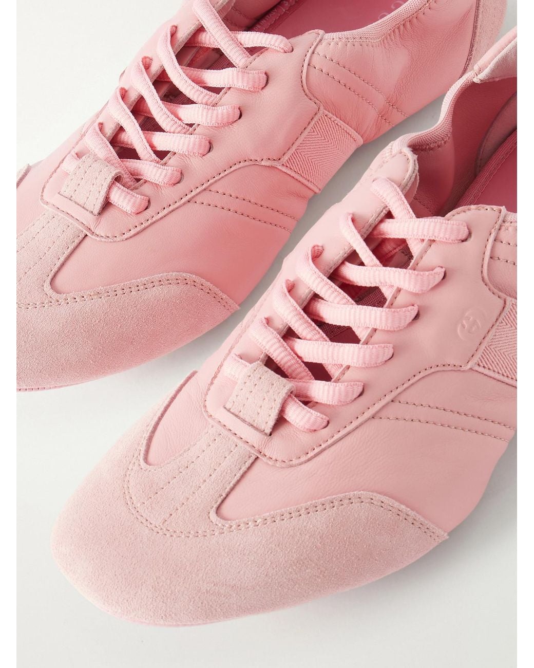 Gucci Pink Flex Suede-Trimmed Leather Sneakers