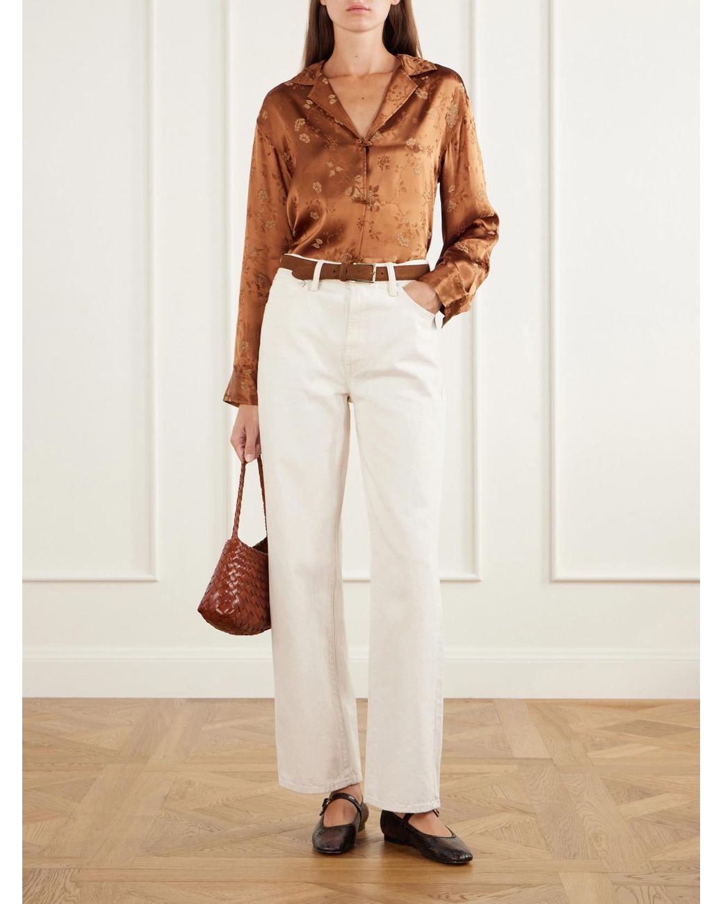 Doen Brown Maurise Floral-Jacquard Shirt