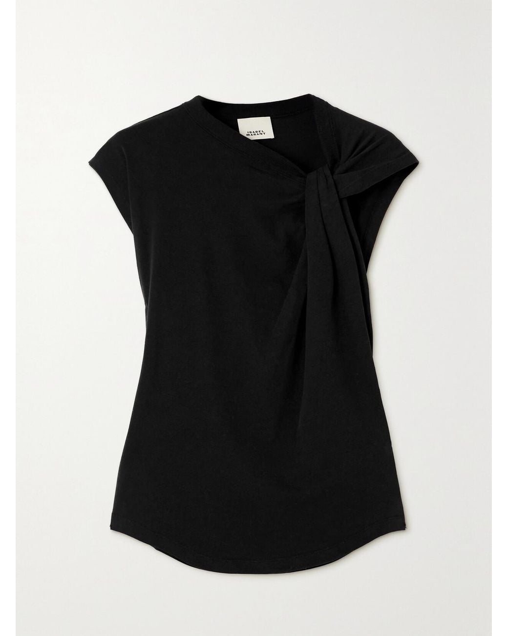 Isabel Marant Black Nayda Knotted Cotton-Jersey Top