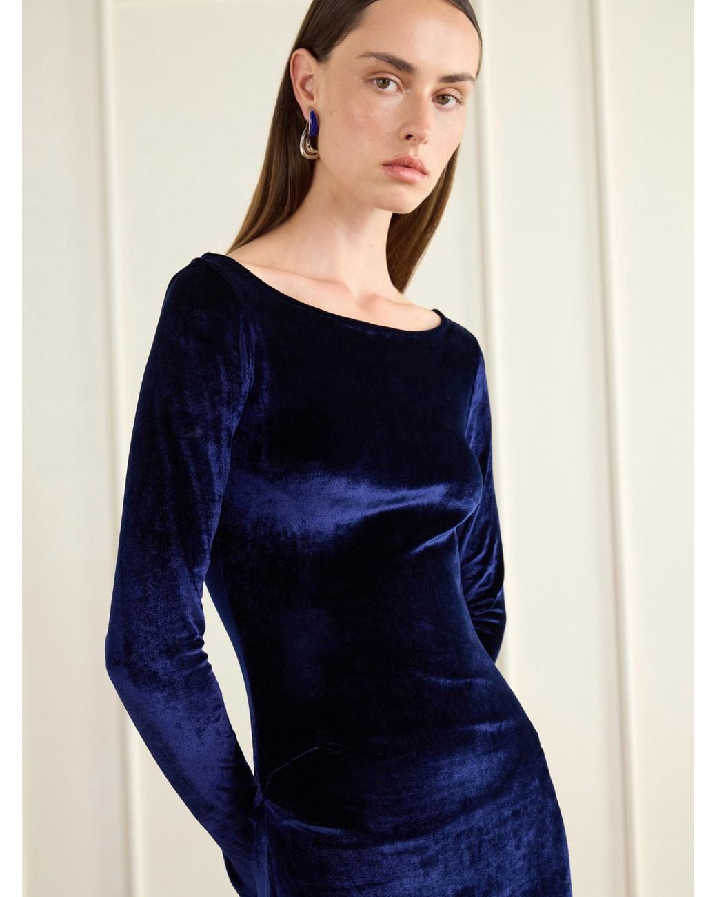 TOVE Blue Nicolette Velvet Maxi Gown