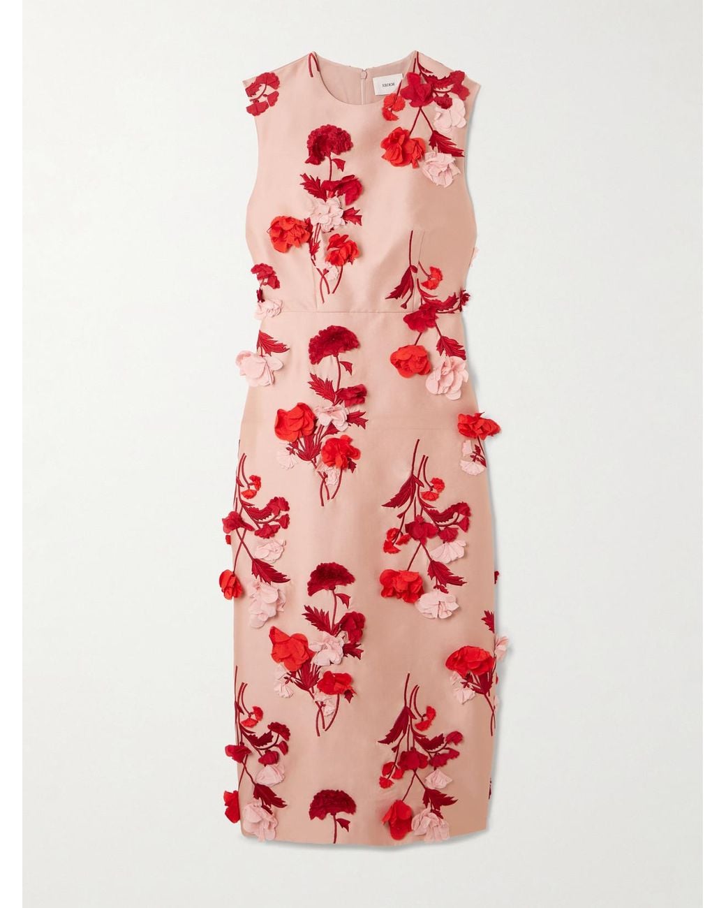 Erdem Appliquéd Chiffon-Trimmed Embroidered Mikado Midi Dress in White
