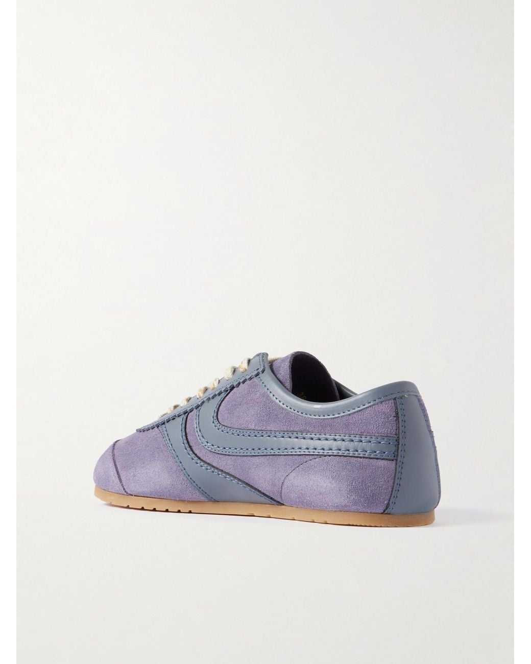 Dries Van Noten Blue Leather-Trimmed Suede Sneakers