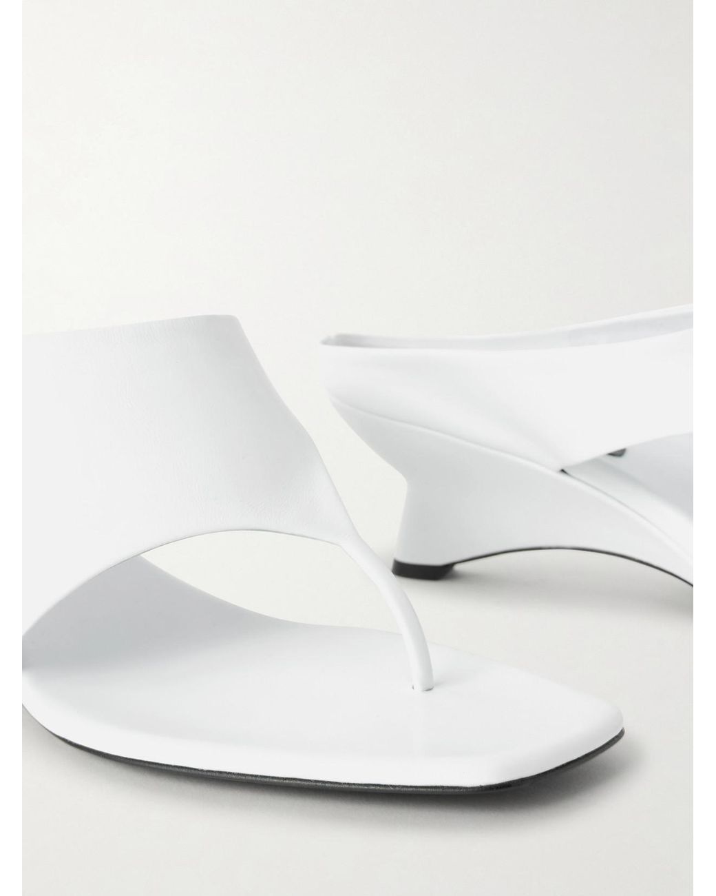 Khaite White Marlow Leather Wedge Mules
