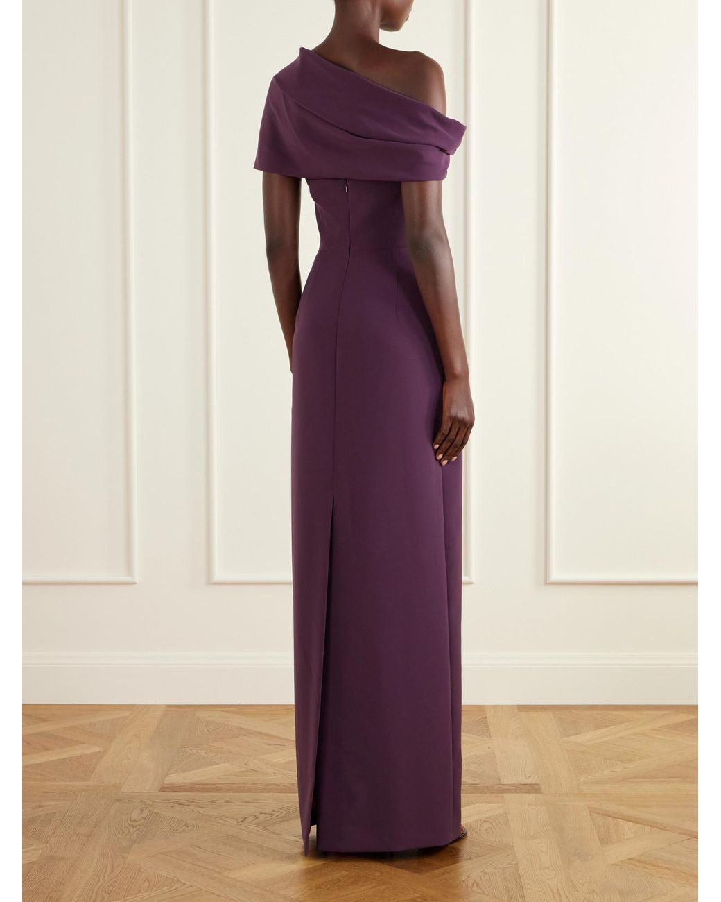 Carolina Herrera Purple Sofia One-Shoulder Draped Crepe Gown