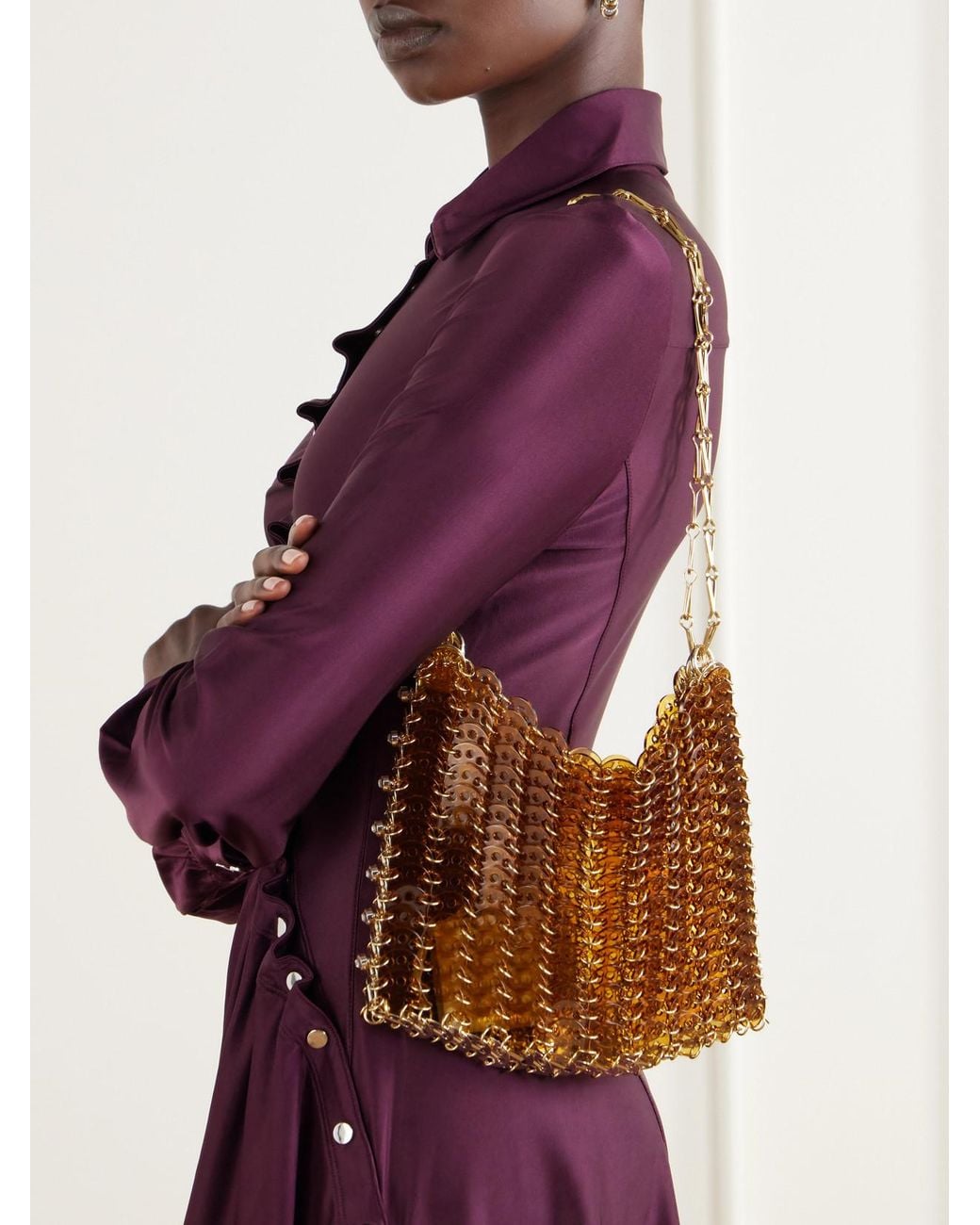 Rabanne White 1969 Pailette-Embellished Shoulder Bag