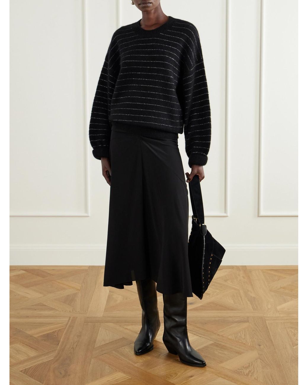 Isabel Marant Black Stacy Striped Embellished Sweater