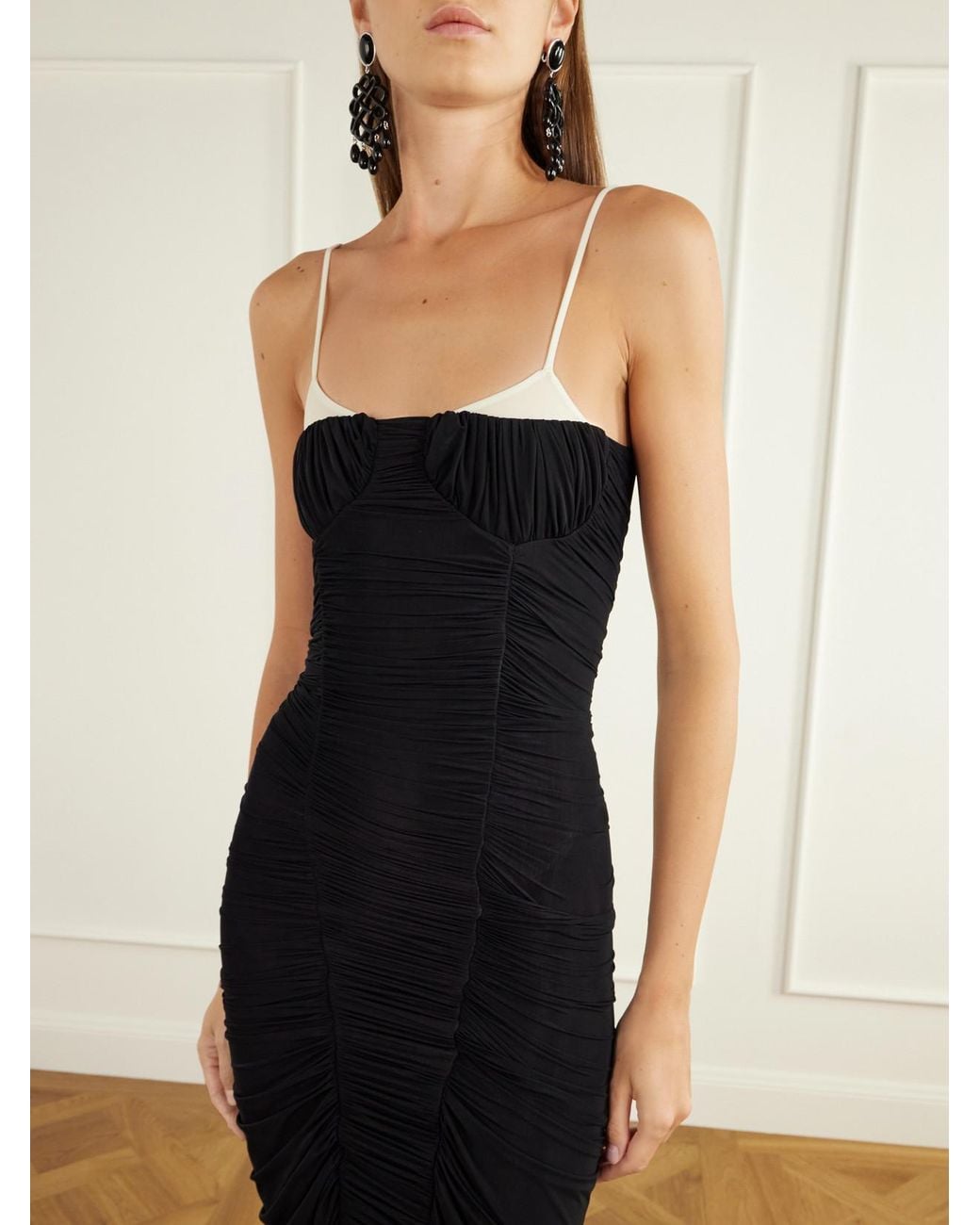 Maygel Coronel Black Liturgia Ruched Jersey Maxi Dress