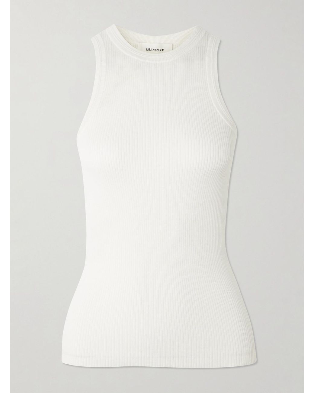 Lisa Yang White Amya Ribbed Cotton And Cashmere-Blend Tank