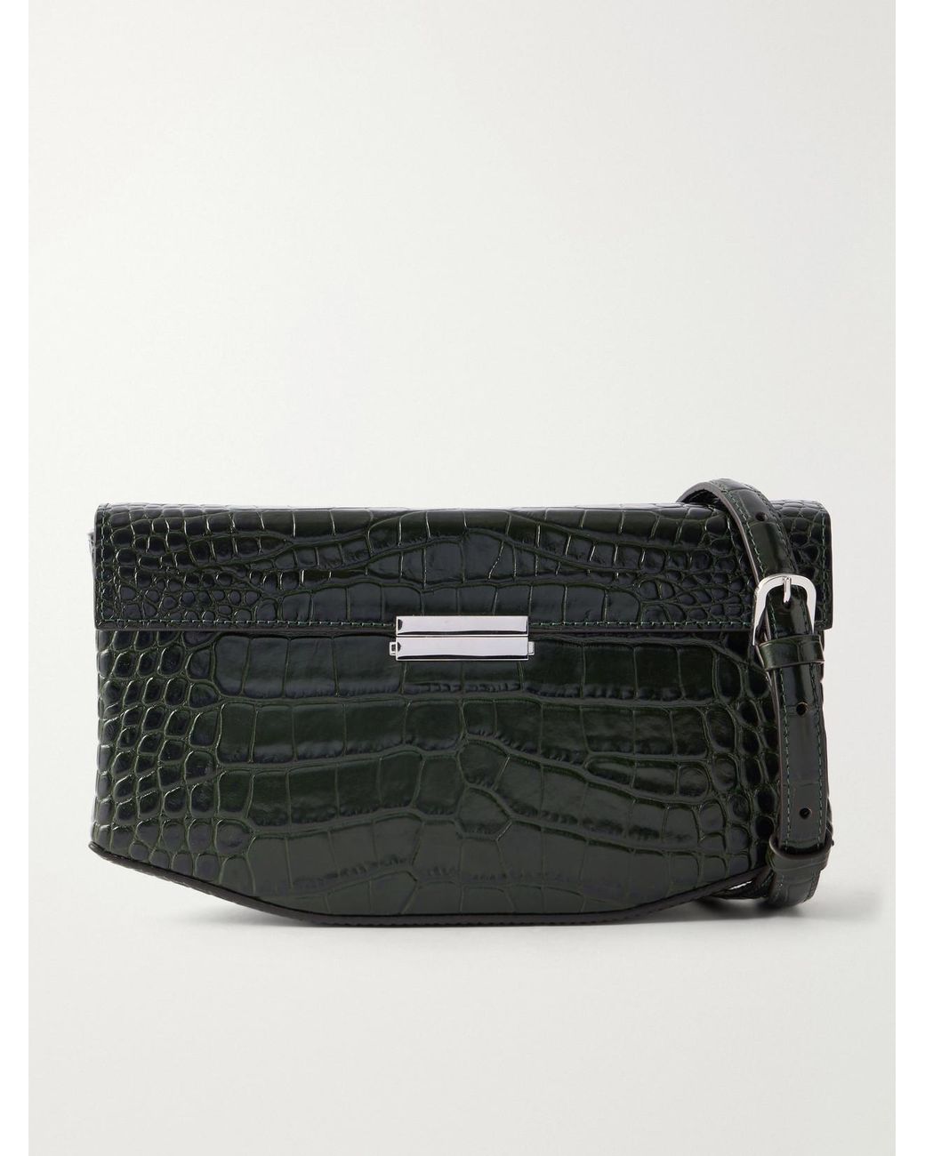 Totême Black Clip Croc-Effect Leather Shoulder Bag