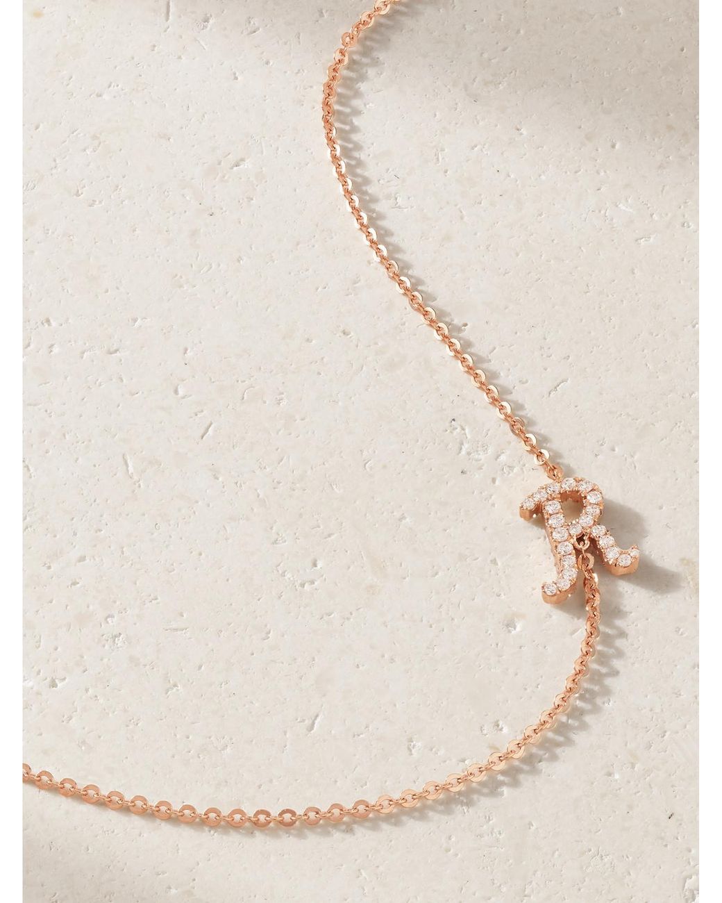 Anita Ko Natural Initial 18-Karat Rose Diamond Necklace