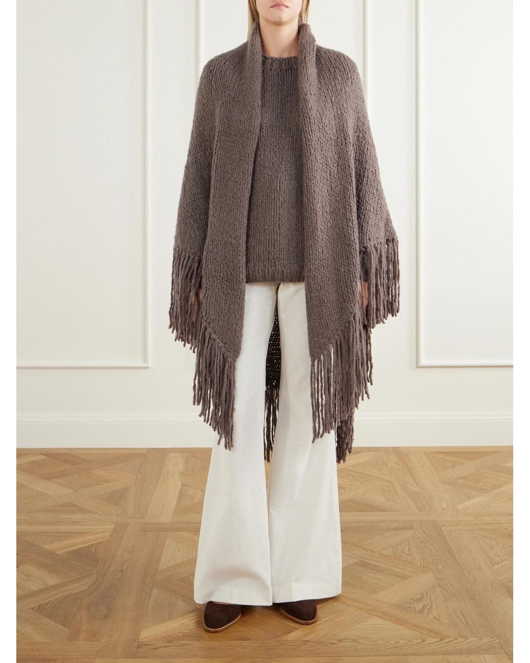 Gabriela Hearst Brown Lauren Fringed Cashmere Wrap