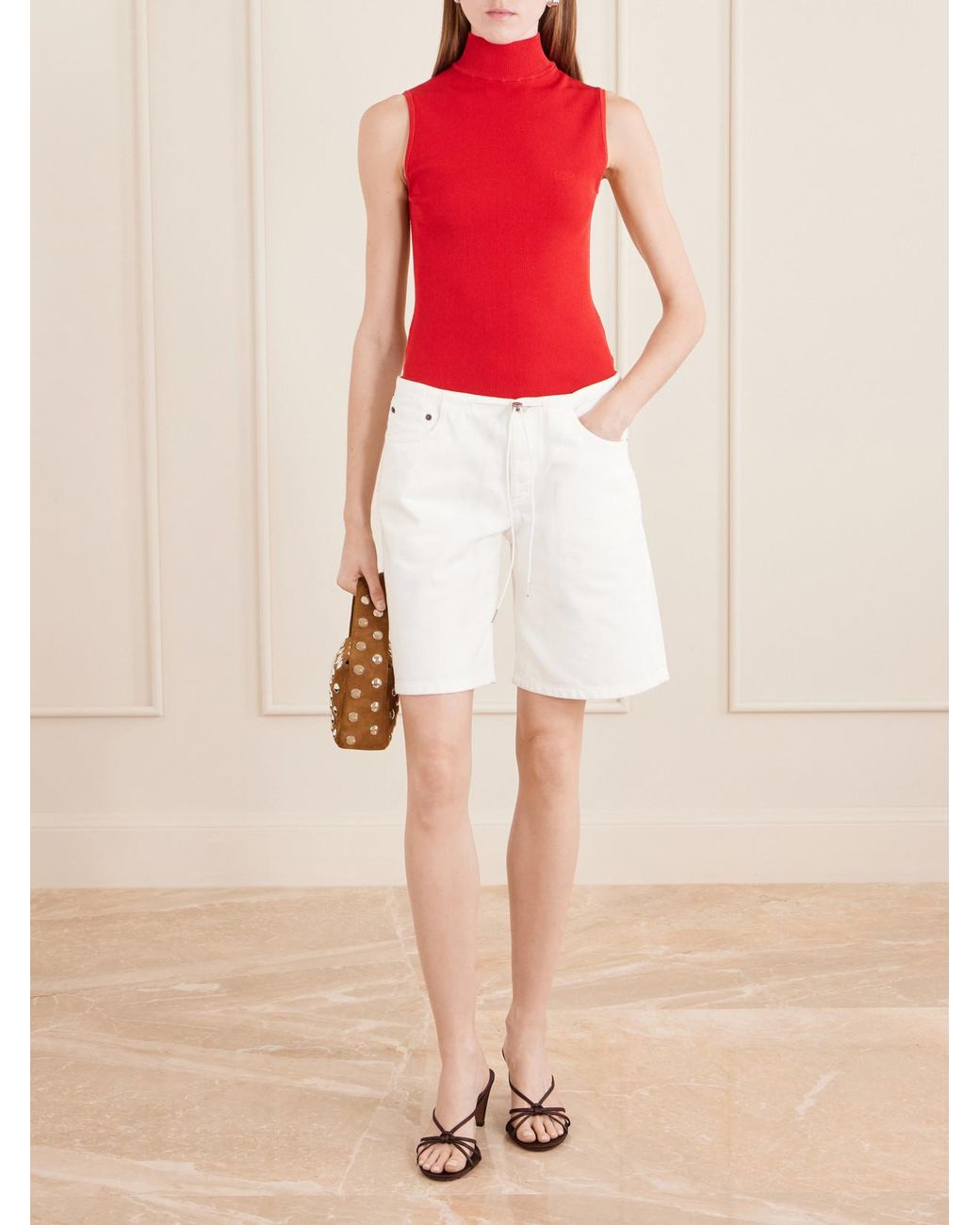 Still Here White Low-Rise Denim Shorts