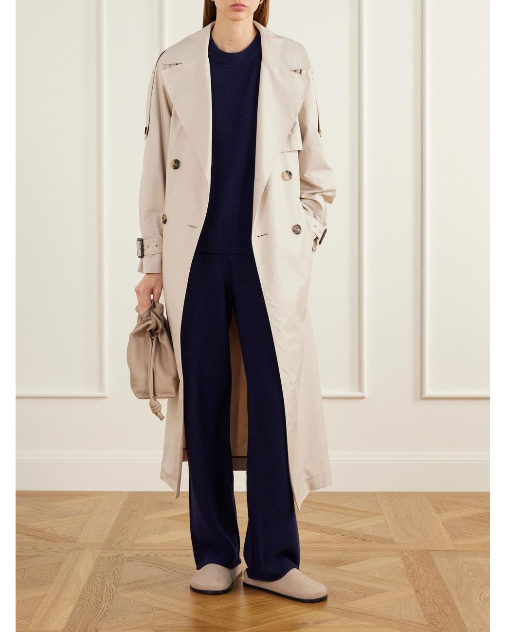James Perse Blue Cashmere Wide-Leg Pants