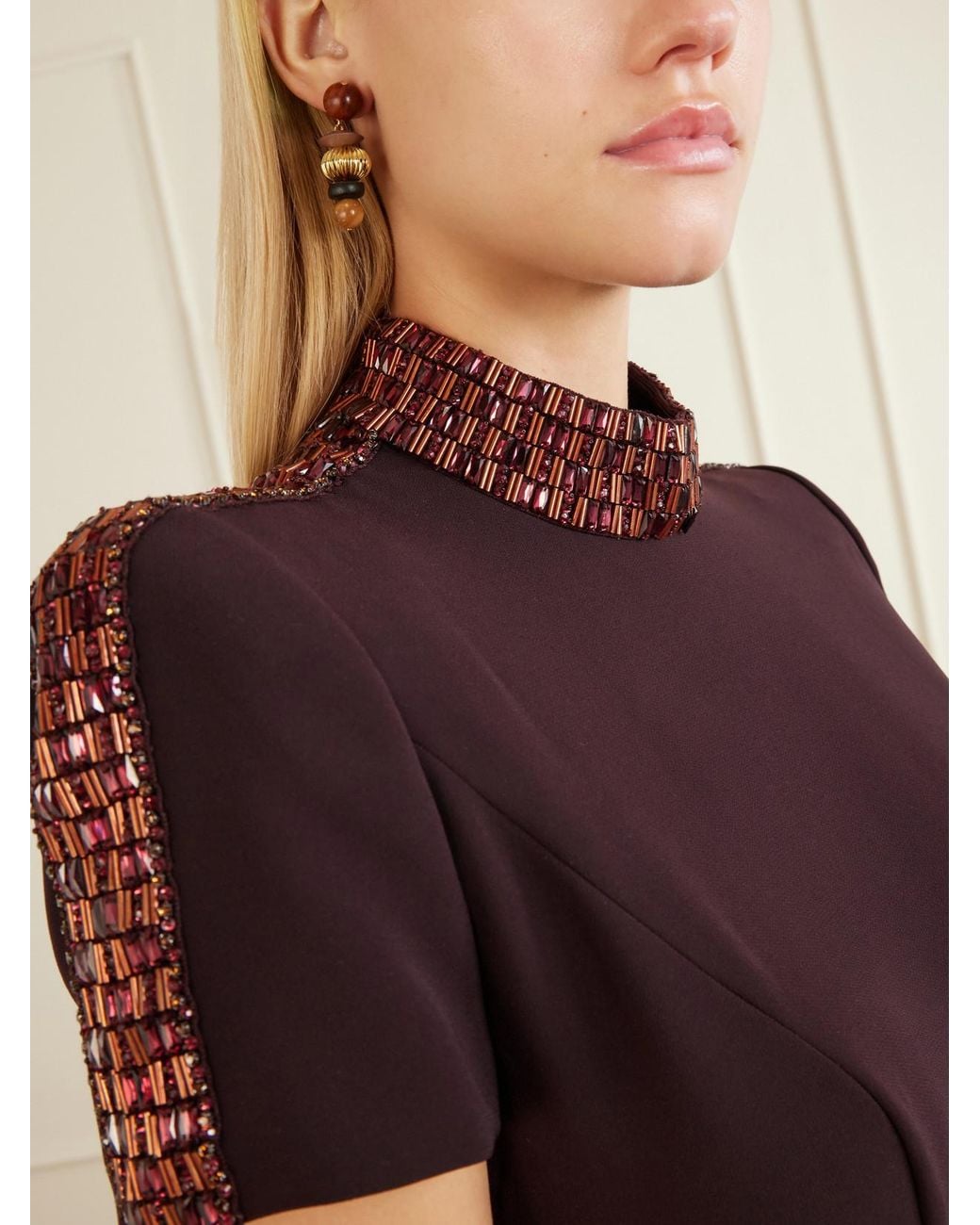 Jennifer Behr White Lavon-Tone Bead-Embellished Earrings
