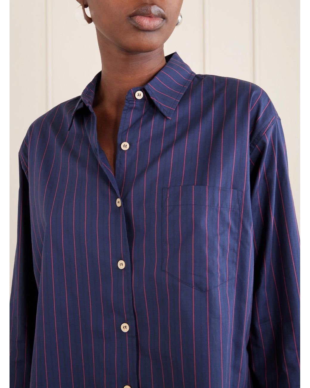 Jamie Haller Blue Weekend Striped Cotton Shirt