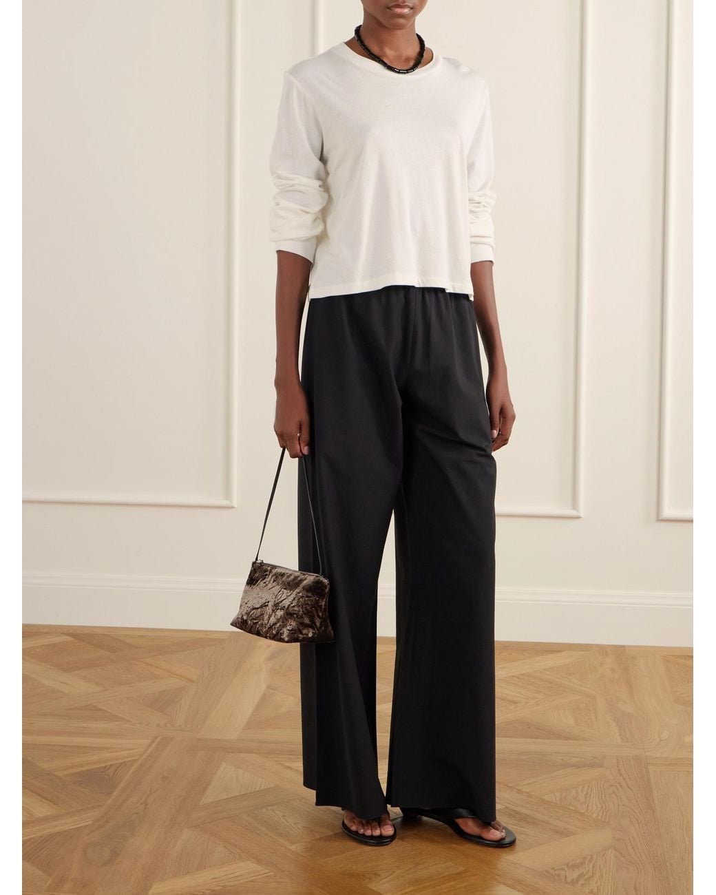 La Ligne Blue Colby Cotton-Poplin Wide-Leg Pants