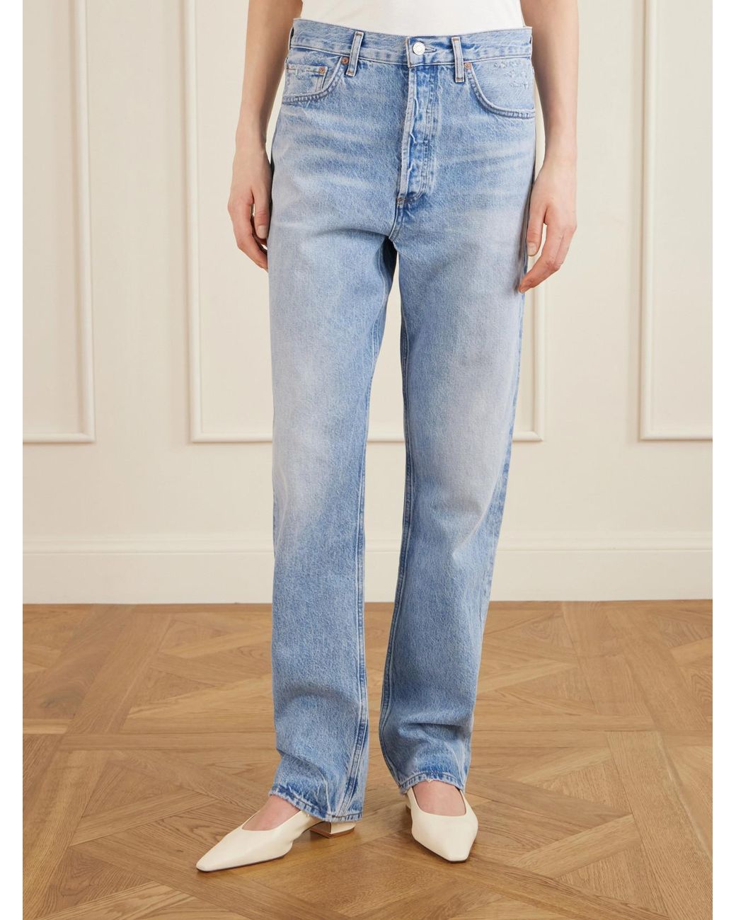 Agolde Blue 90's Regenerative Mid-Rise Straight-Leg Jeans