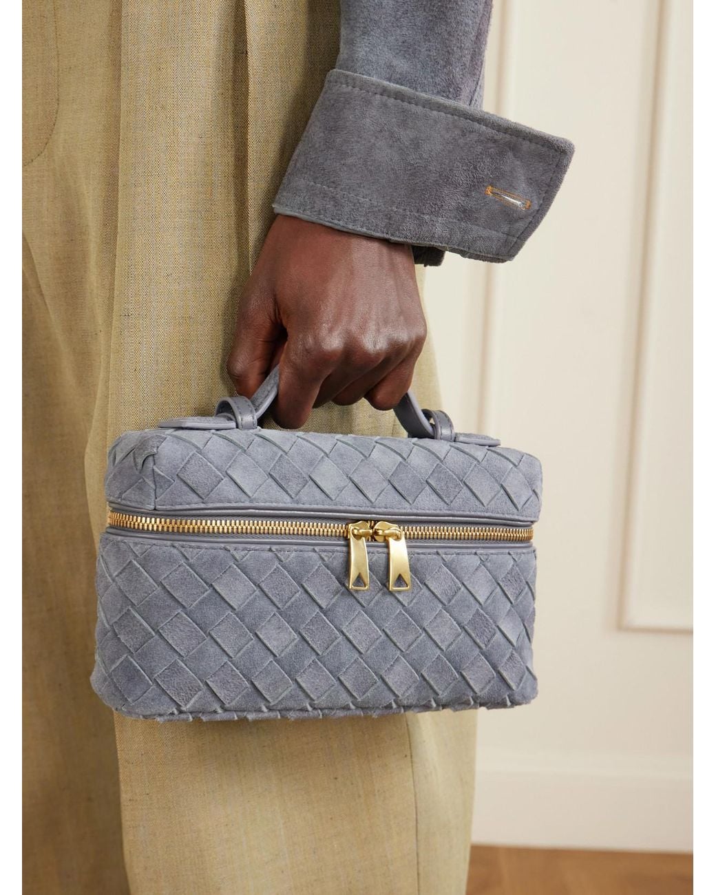 Bottega Veneta Gray Bang Bang Intrecciato Suede Tote