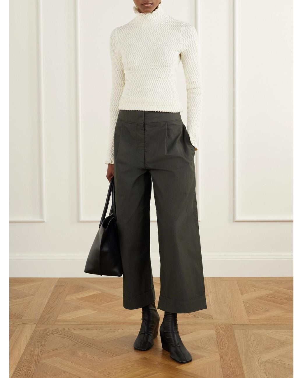 Proenza Schouler Natural Juniper Turtleneck Cable-Knit Cotton-Blend Sweater