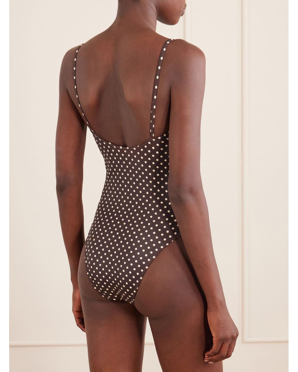 Matteau Brown Petite Square Polka-Dot Recycled Swimsuit