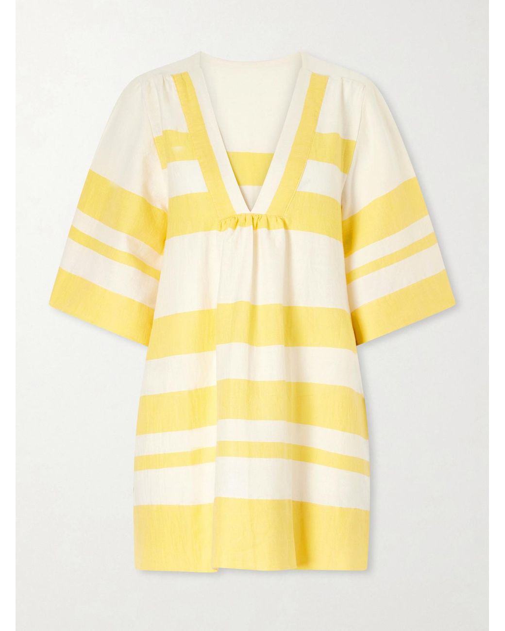 Lemlem Yellow Belkis Striped Cotton Kaftan