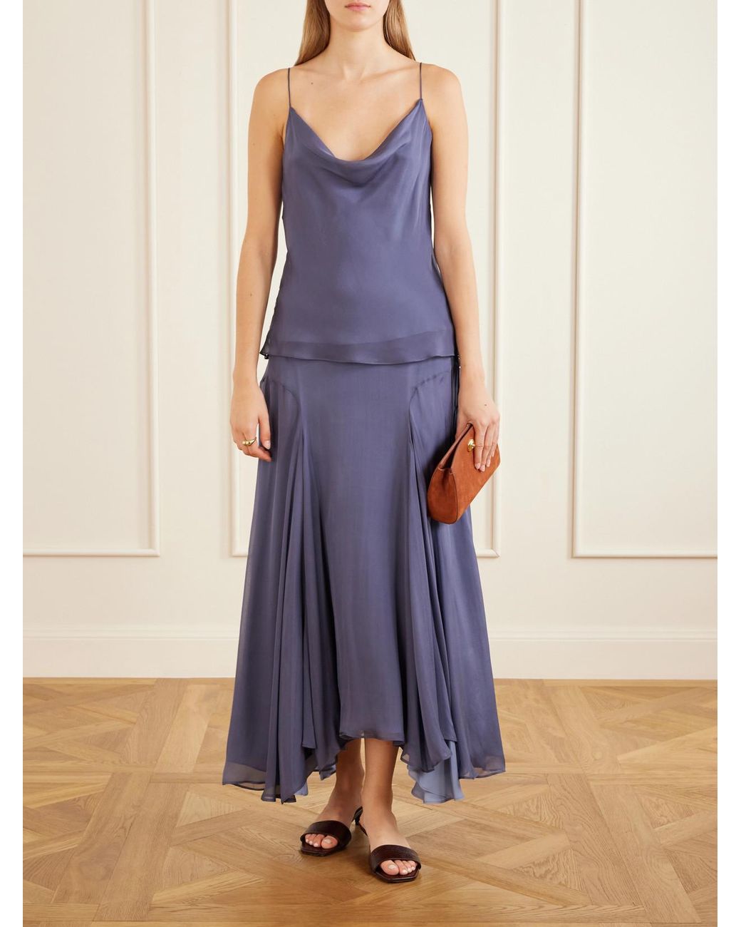 Kallmeyer Purple Zia Draped Silk Camisole