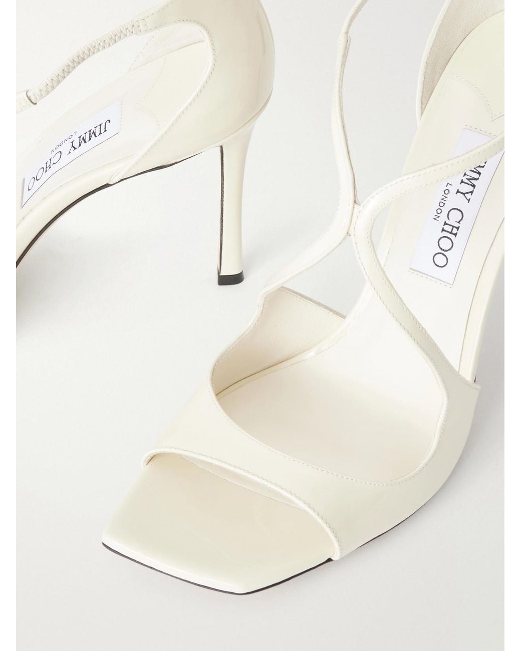 Jimmy Choo White Azia 95 Patent-Leather Sandals