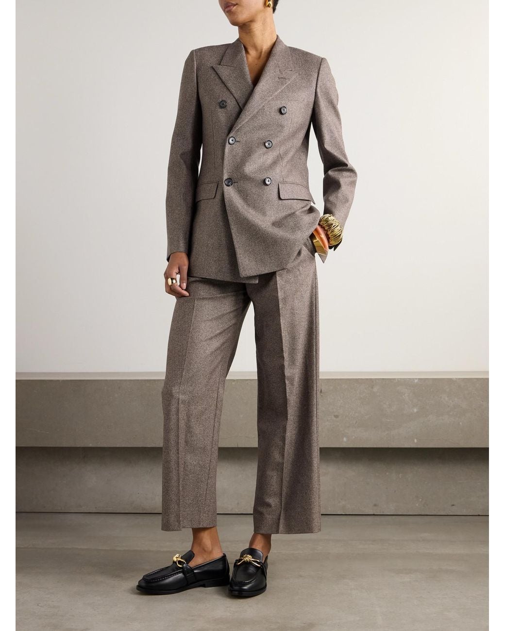 Loro Piana Brown Double-Breasted Wool And Cashmere-Blend Twill Blazer