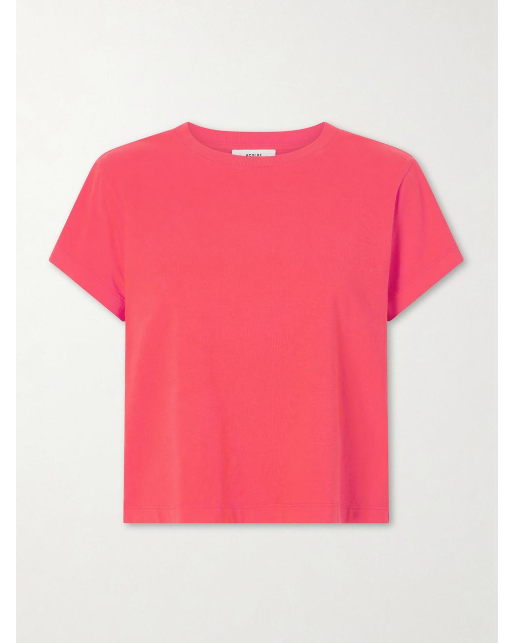 Agolde Pink Adine Cropped Organic Cotton-Jersey T-Shirt
