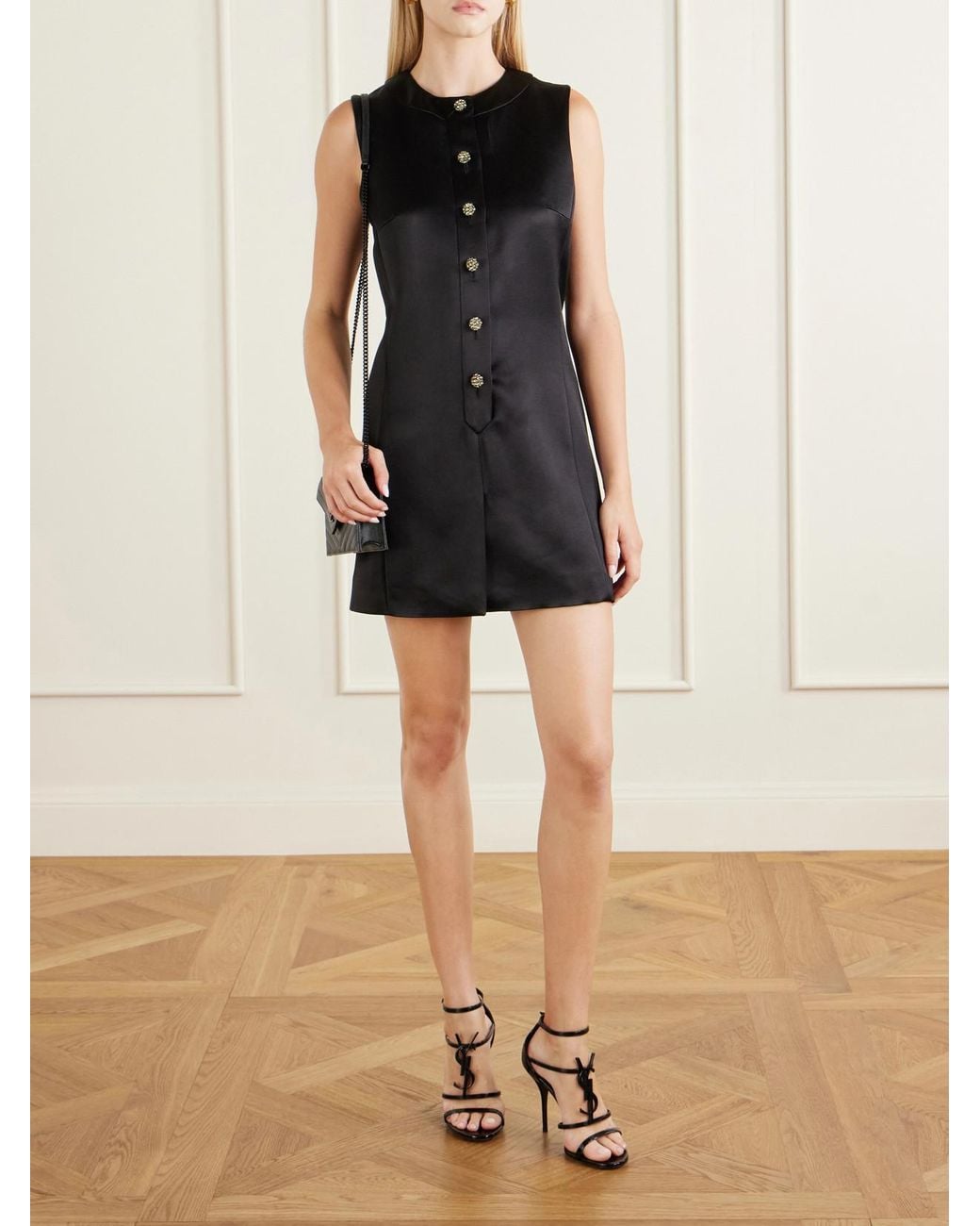 Saint Laurent Black Cassandra 100 Patent-Leather Sandals