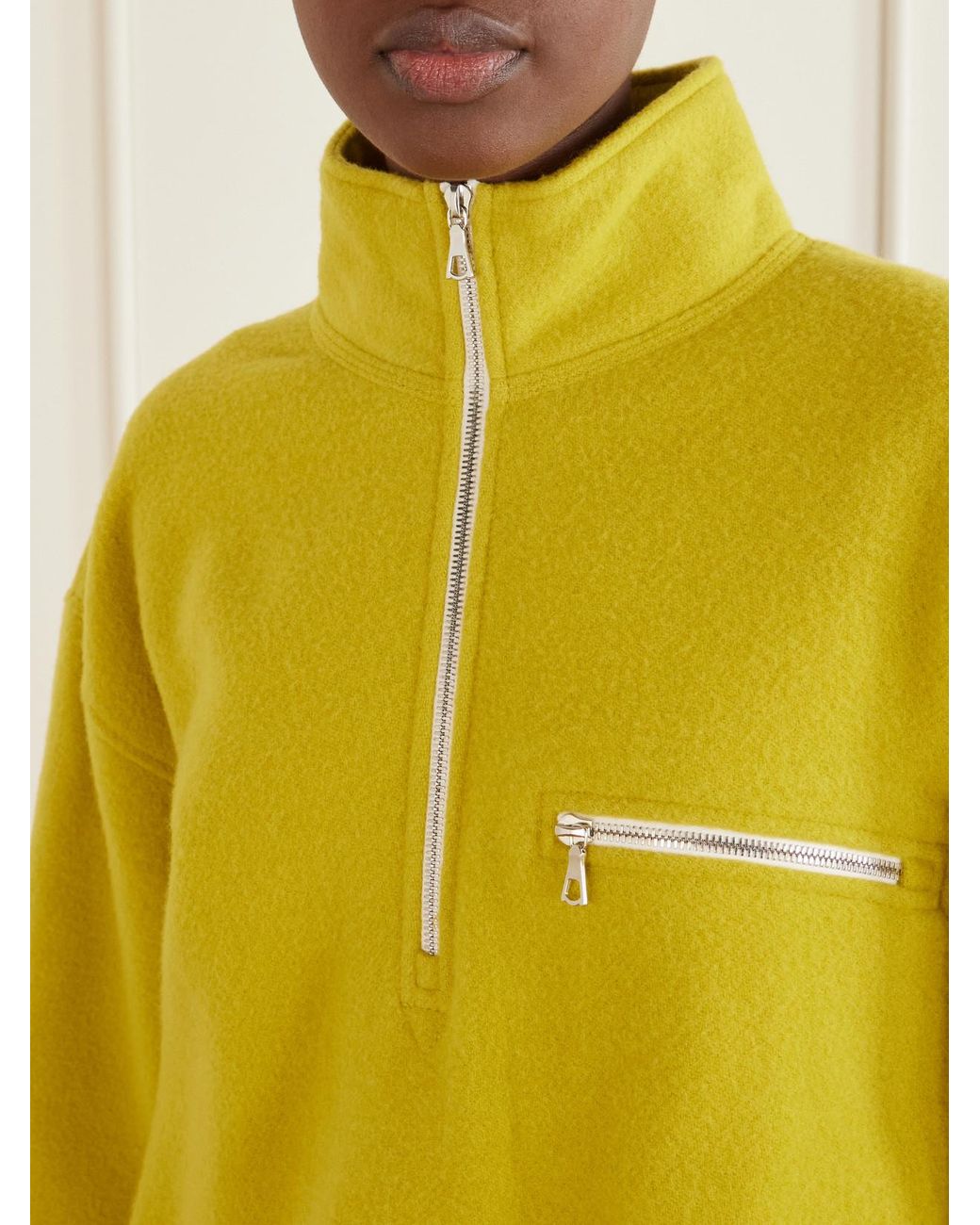 Rier Yellow Polar Wool-Fleece Half-Zip Sweatshirt