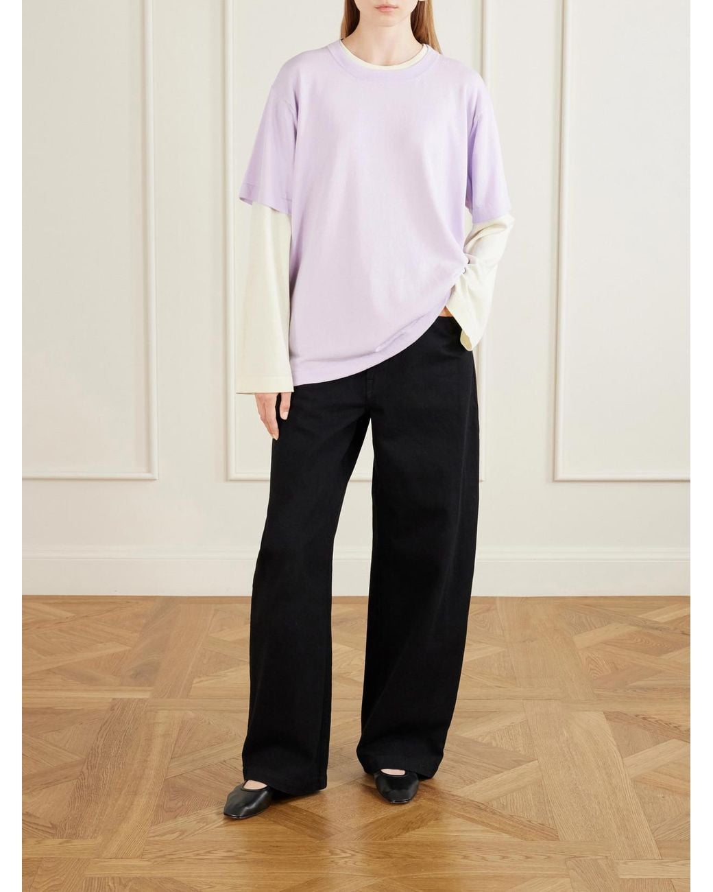 &Daughter Pink T-Knit Ribbed-Knit Cotton T-Shirt