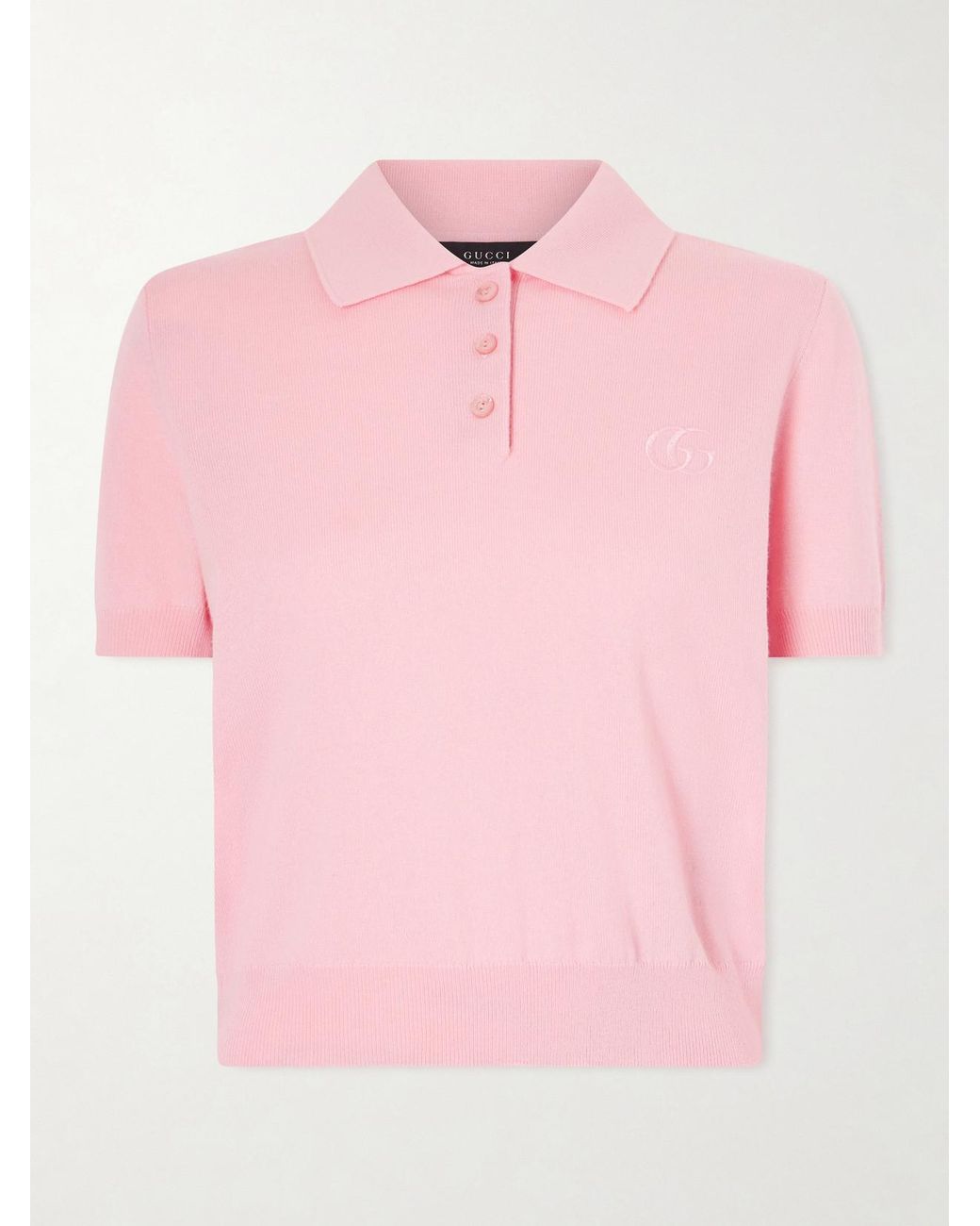 Gucci Pink Embroidered Wool Polo Sweater