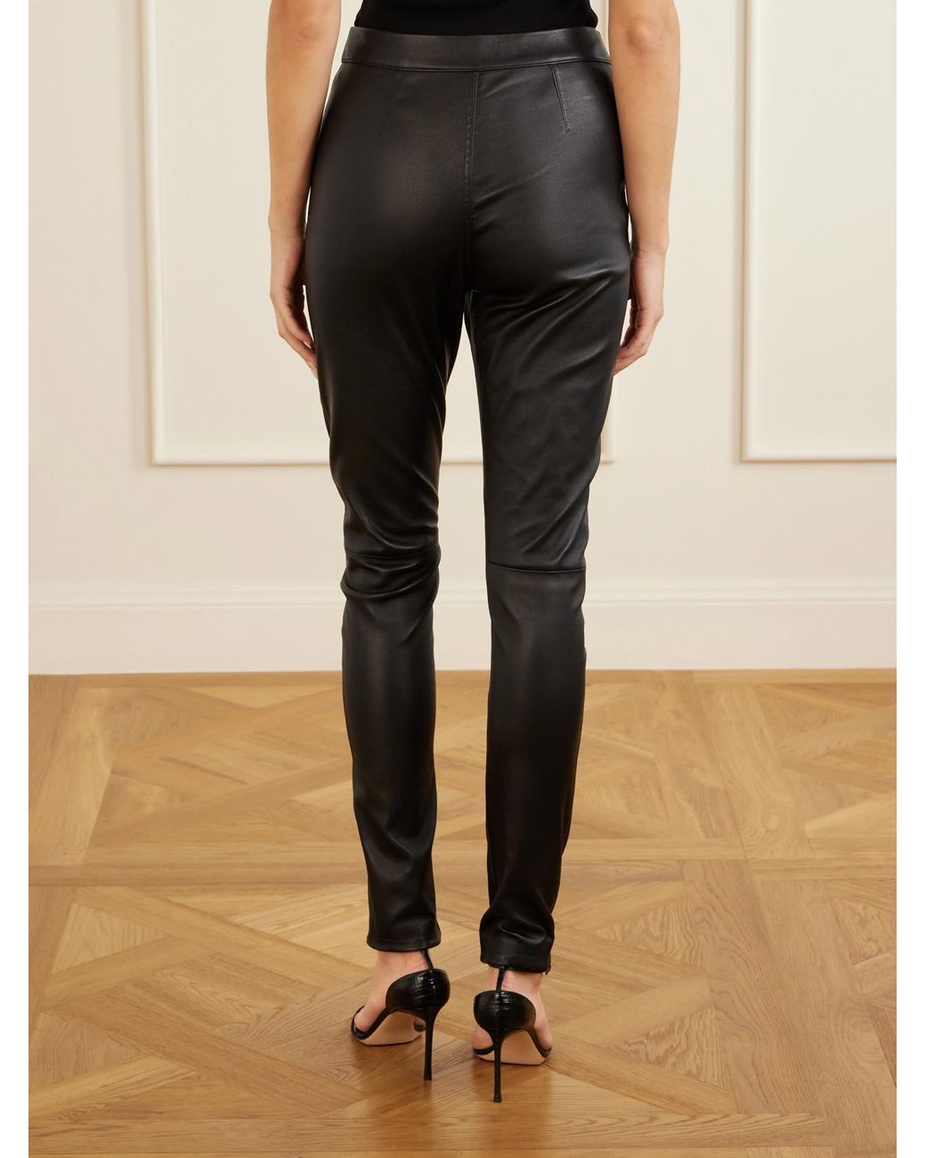 Tom Ford Black Zip-Embellished Leather Skinny Pants