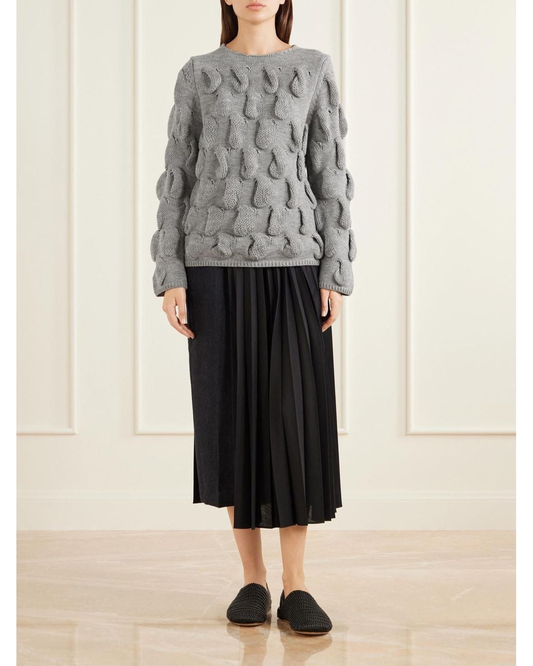 Comme des Garçons Gray Cable-Knit Wool Sweater