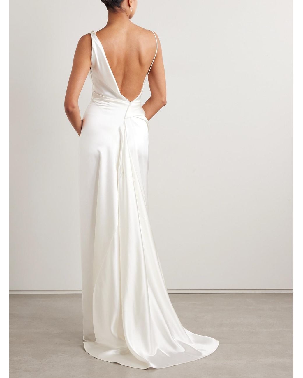vivienne westwood white silk dress Vivienne Westwood Minerva Draped Silk-Satin Gown in White
