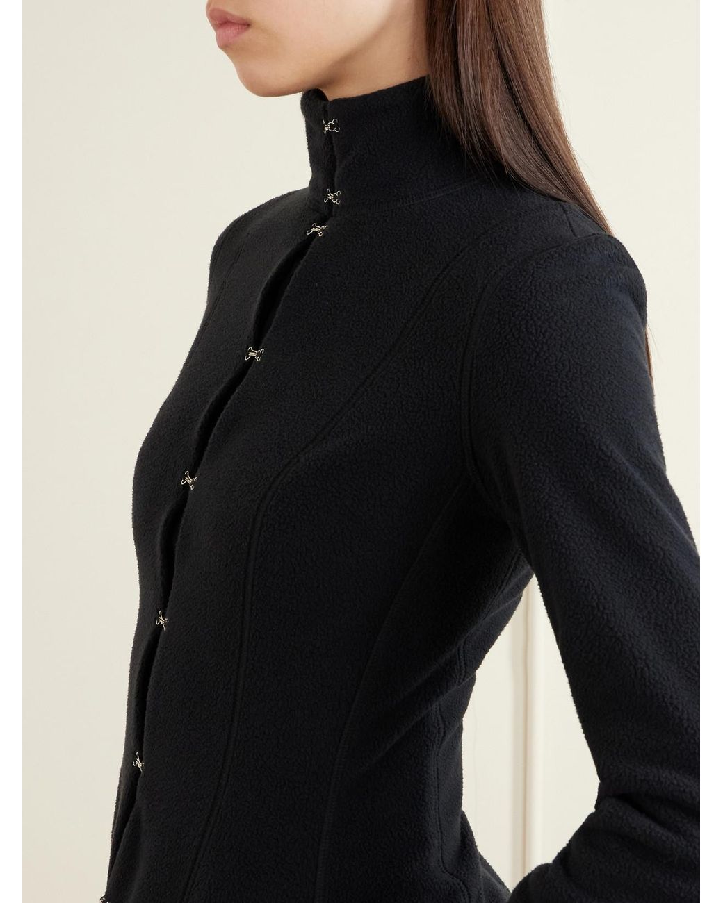 Colleen Allen Black Paneled Fleece Jacket