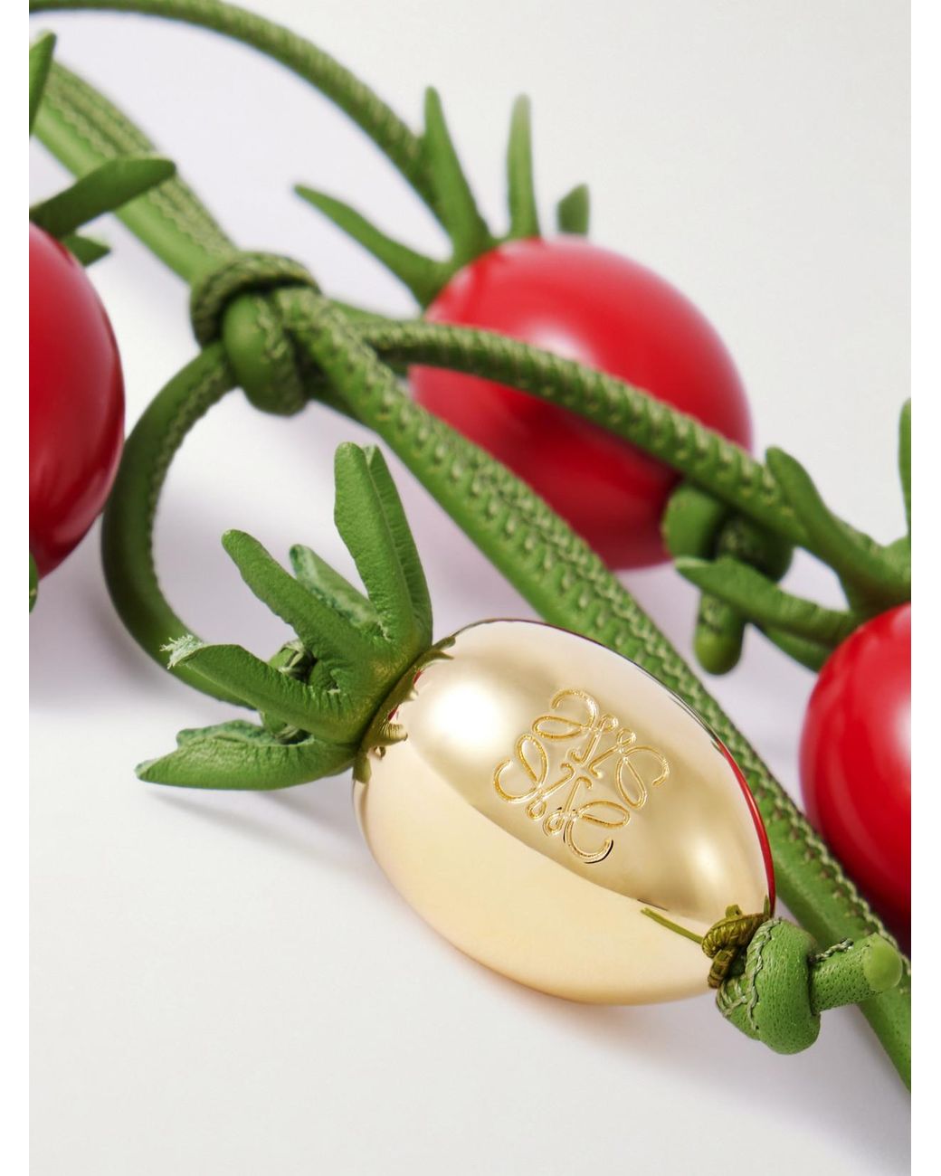 【LOEWE】Paula's Ibiza ★トマトブランチ レザーバッグチャーム Loewe Paula's Ibiza Tomato Branch-Tone, Resin And Leather