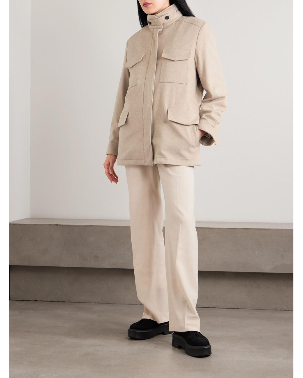 Loro Piana Natural Traveller Suede-Trimmed Cashmere Jacket