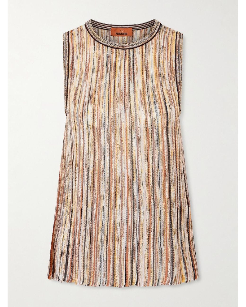 Missoni Natural Mare Sequined Metallic Striped Crochet-Knit Tank