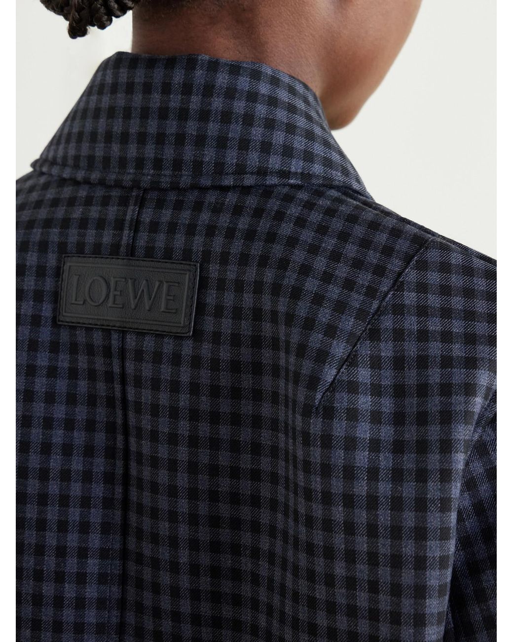 Loewe Blue Checked Wool-Blend Jacket