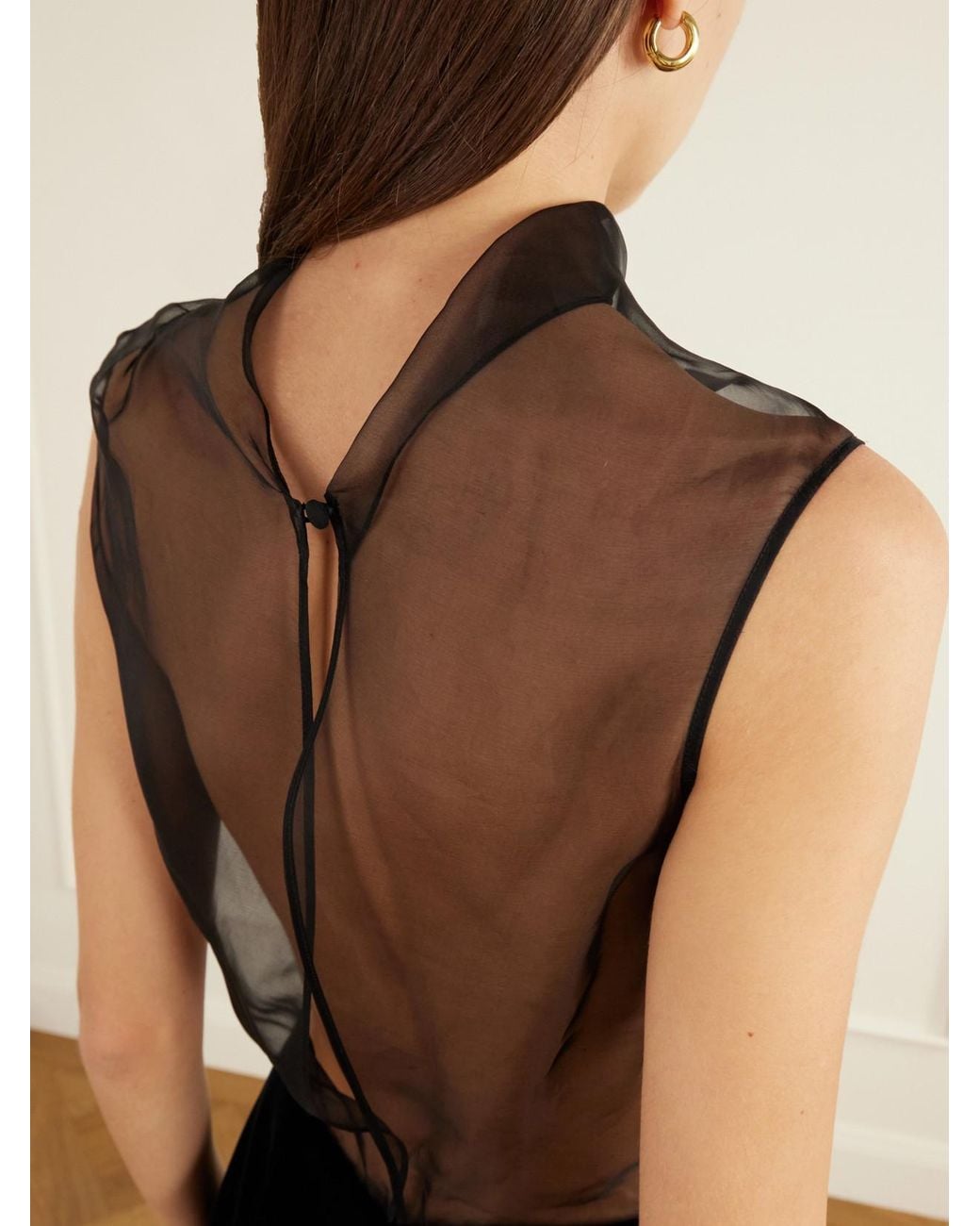 Brandon Maxwell Black The Delphine Silk-Organza And Cotton-Blend Velvet Midi Dress