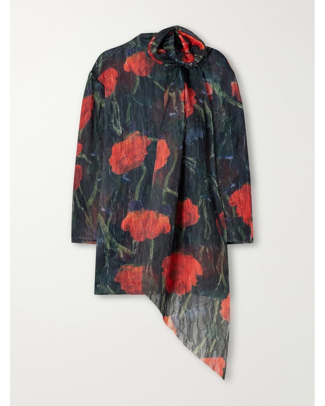 Willy Chavarria Multicolor Floral-Printed Stretch-Organza Mini Dress