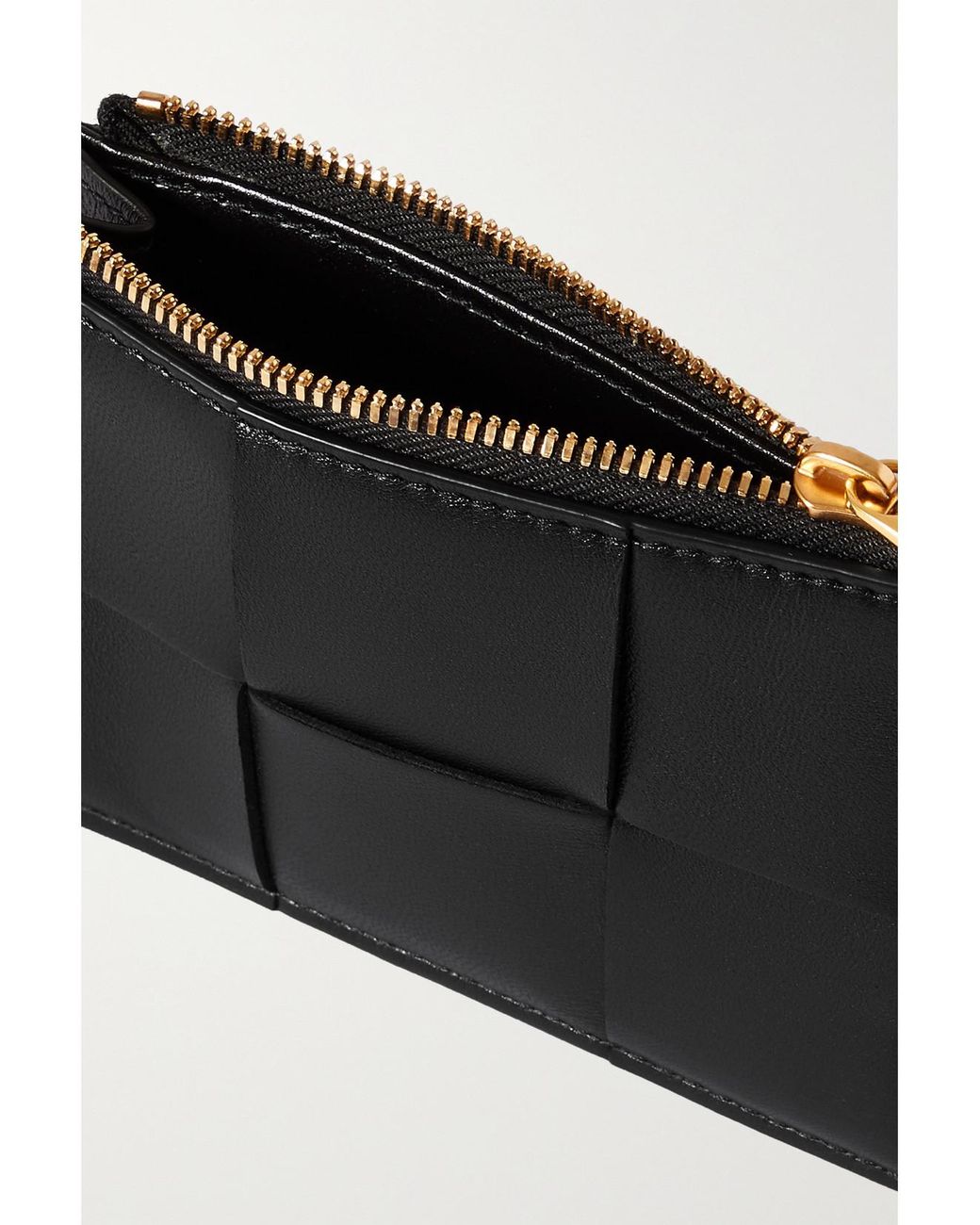 Bottega Veneta Black Cassette Intrecciato Leather Cardholder