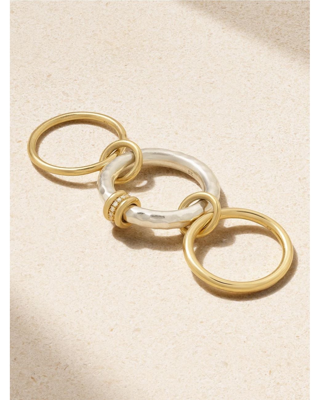 Spinelli Kilcollin Natural Gemini Set Of Three 18-Karat And Diamond Rings