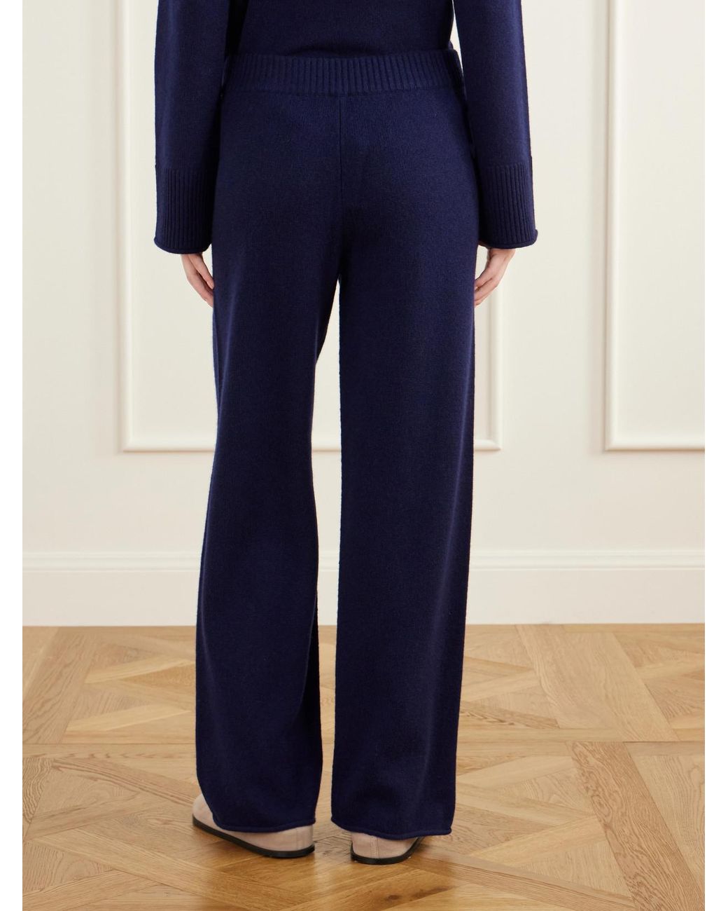 James Perse Blue Cashmere Wide-Leg Pants