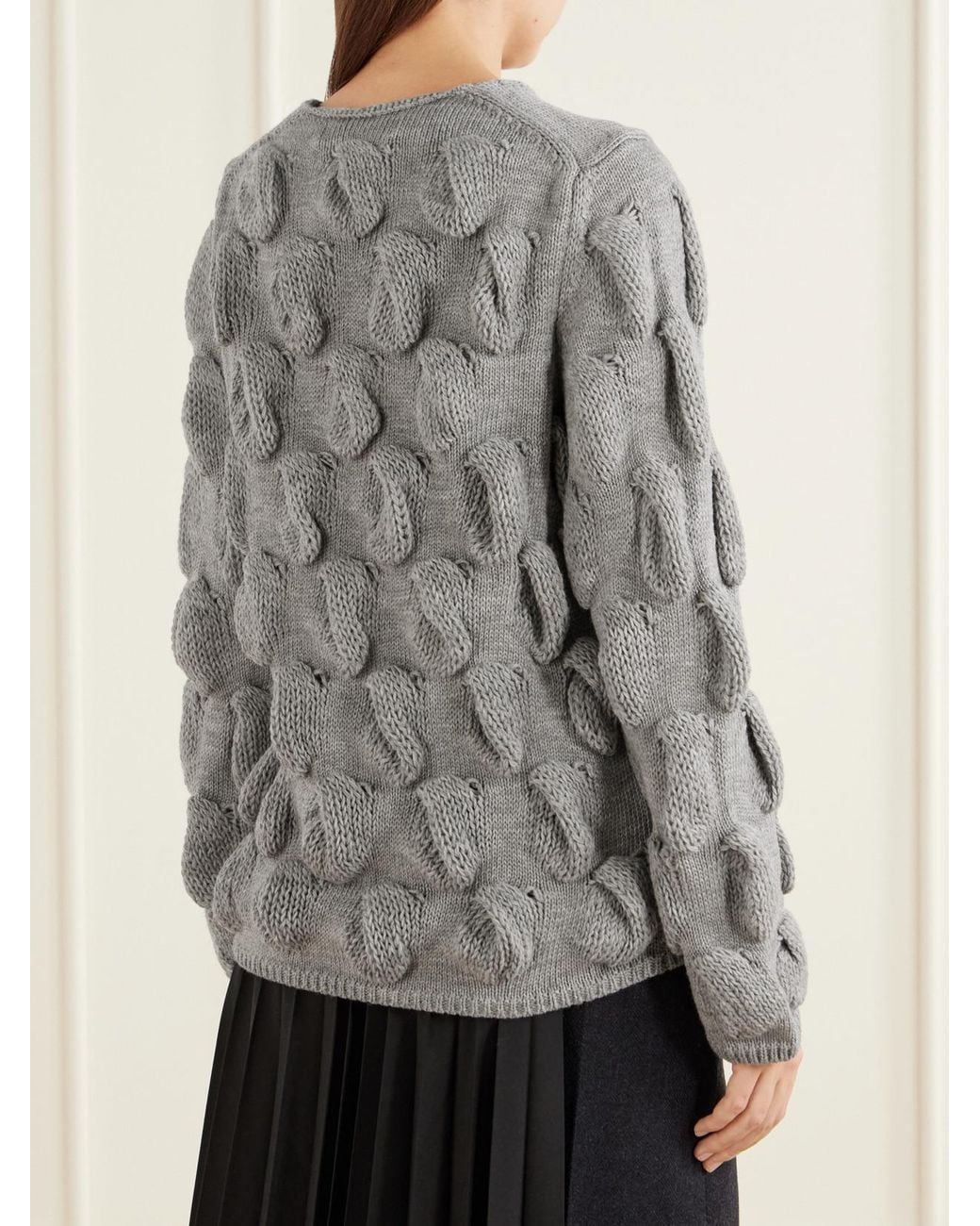 Comme des Garçons Gray Cable-Knit Wool Sweater