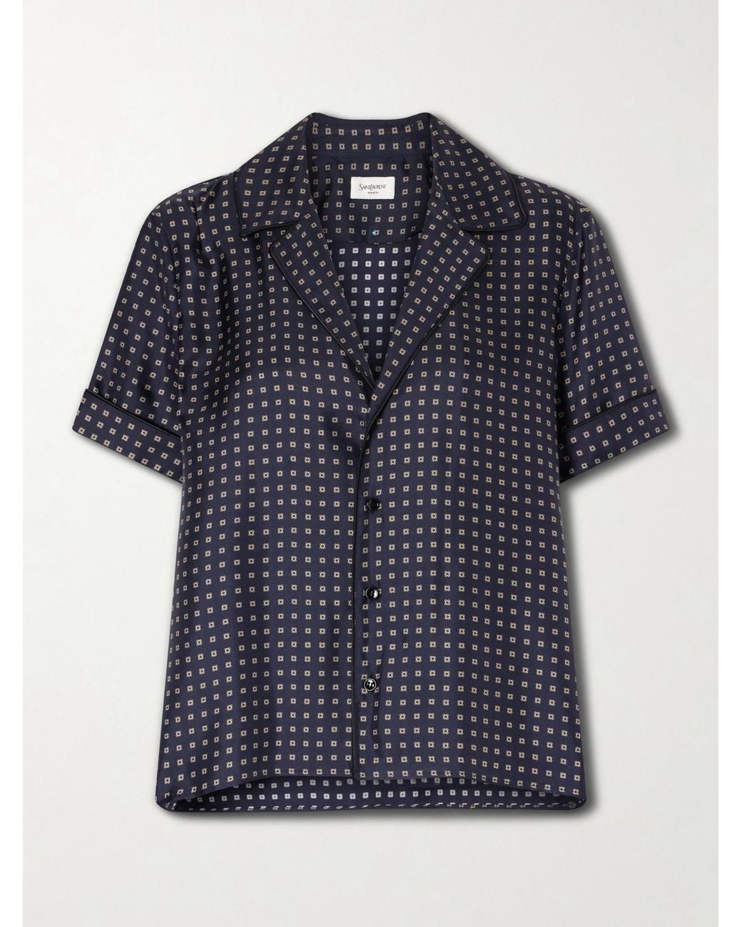 Saint Laurent Blue Printed Silk-Twill Shirt